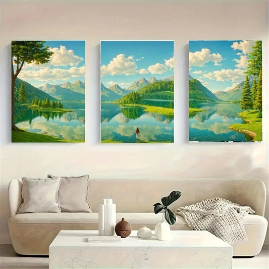 3pcs A Person Standing in The Middle Wolf Metal Print Ready to Hang Art