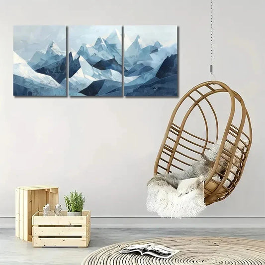 3pcs Abstract Mountain Triptych  Wall Art Set Canvas Framed 40x60cm - High Quality Print 100% Australian Made Wall Canvas Ready to Hang