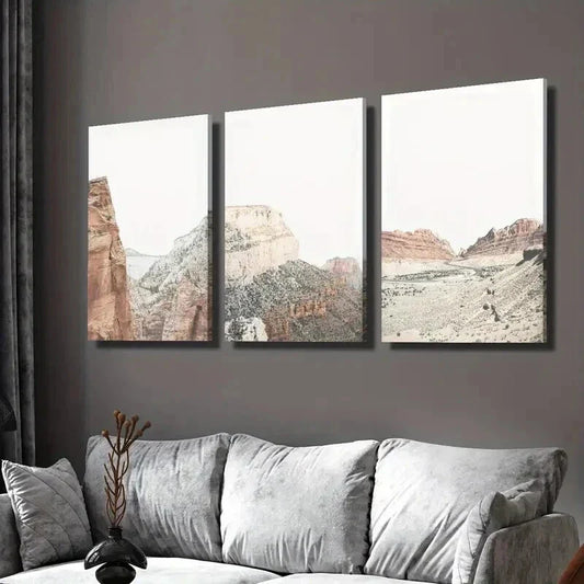 3pcs Summer Desert Mountain Landscape Wall Art Set Canvas Framed 40x60cm - High Quality Print 100% Australian Made Wall Canvas Ready to Hang