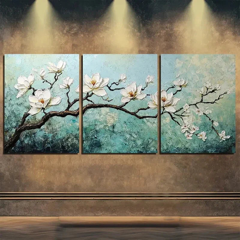 3pcs White Magnolia Nature Beauty Perfect Wall Art Set Canvas Framed 40x60cm - High Quality Print 100% Australian Made Wall Canvas Ready to Hang