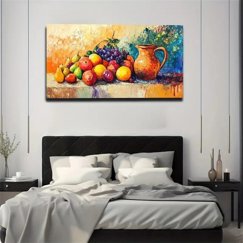 Vibrant Fruit Still Life Modern Wallc Art Canvas Office Home Room Framed 120x60cm
