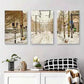 3pcs Snowy Winter Tramway Serene Urban Winter Metal Print Ready to Hang Art