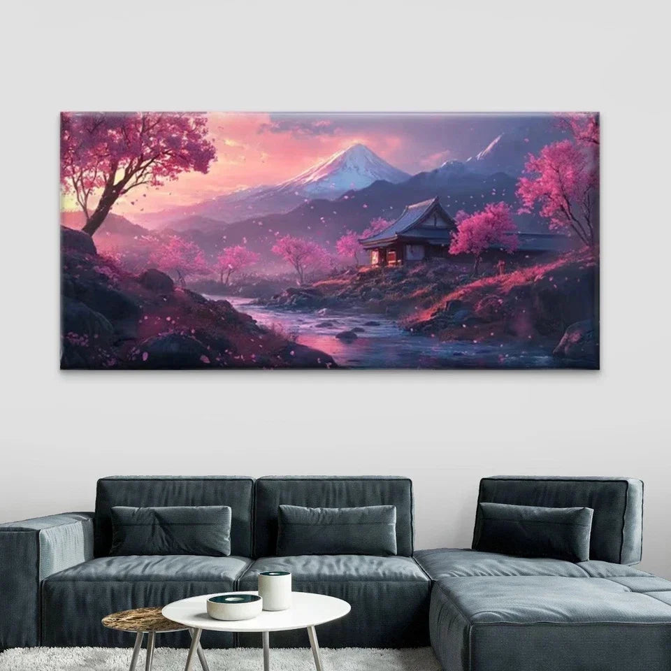 Tranquil Stream Landscape Wall Art Canvas Office Home Room Framed 80x45cm