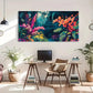 Vibrant Foliage Colorful Flower Wall Art Canvas Office Home Room Framed 120x60cm