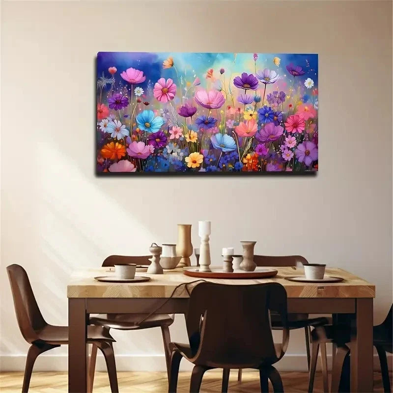 Vibrant Wildflower Bloom Décor Wall Art Canvas Office Home Room Framed 120x60cm