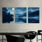 3pcs Moonlit Forest ,Tranquil Mountain Landscape Wall Art Set Canvas Framed 40x60cm - High Quality Print 100% Australian Made Wall Canvas Ready to Hang