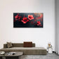 Red Flowers On A Black Wall Art Canvas Office Home Room Framed 80x45cm