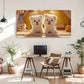 Fluffy Puppies Sunlight Décor Wall Art Canvas Office Home Room Framed 120x60cm