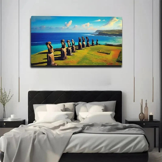 Inexplicable Easter Island Wall Art Canvas Office Home Room Framed 120x60cm