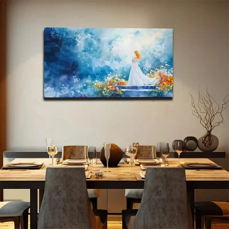 Golden Hair Fluttering The Wind Wall Art Canvas Office Home Room Framed 120x60cm