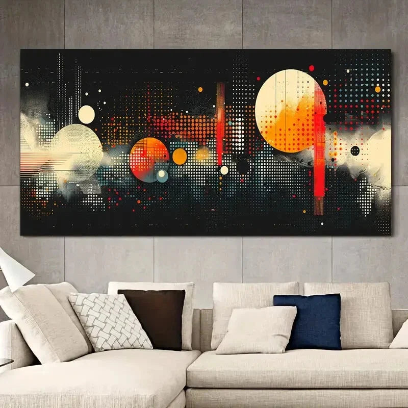 Vibrant Halftone Patterns Color Wall Art Canvas Office Home Room Framed 120x60cm
