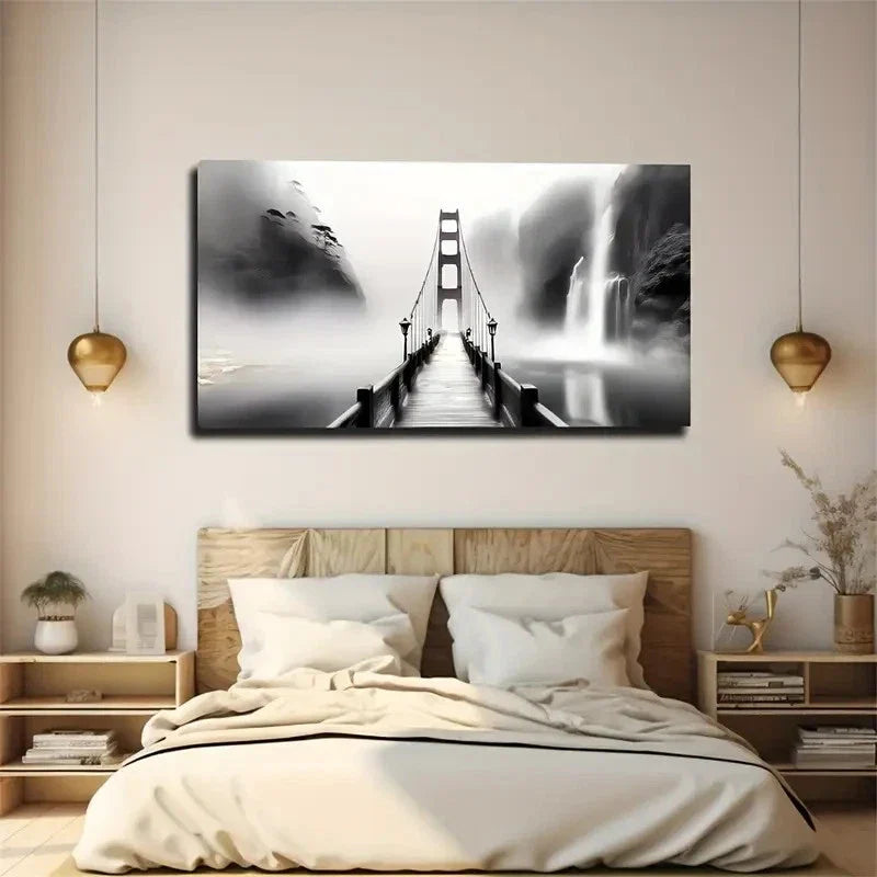 Spectacular Bridge Wall Art Canvas Office Home Room Framed 80x45cm