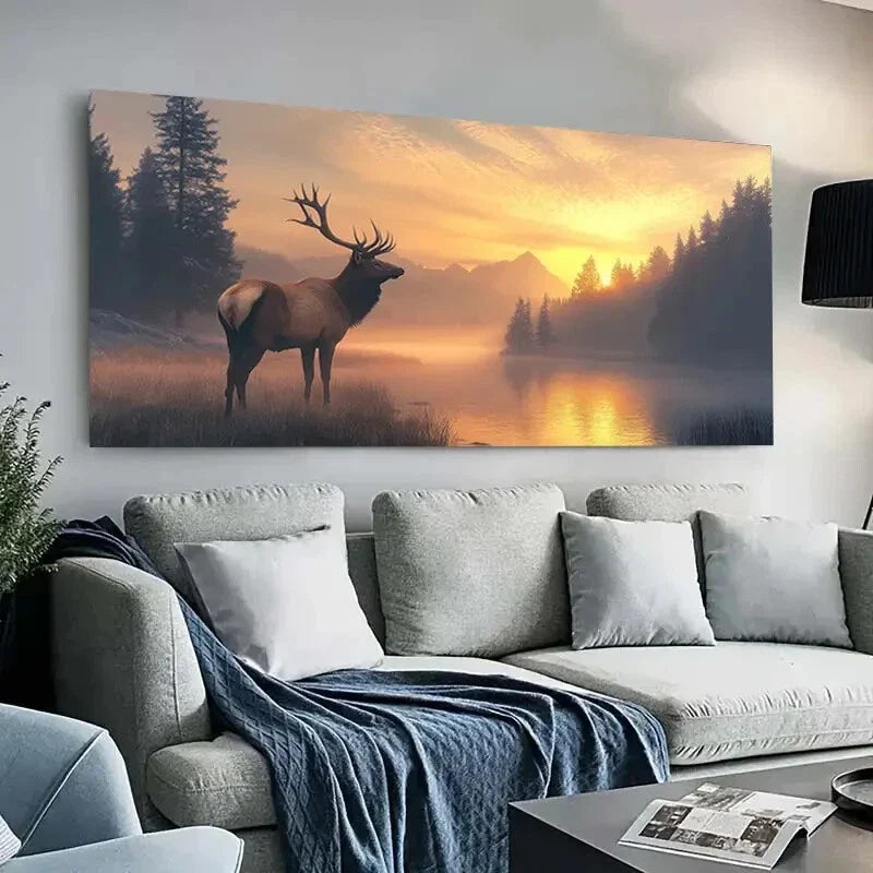 Serene Sunset Scene Majestic Wall Art Canvas Office Home Room Framed 120x60cm