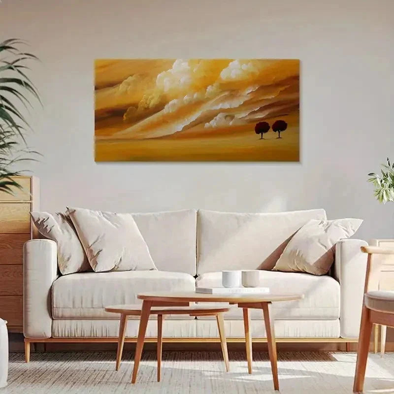 Desert Tree Of Life Abstract Wall Art Canvas Office Home Room Framed 80x45cm