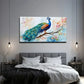 Large Peacock Suitable Wall Art Canvas Office Home Room Framed 80x45cm