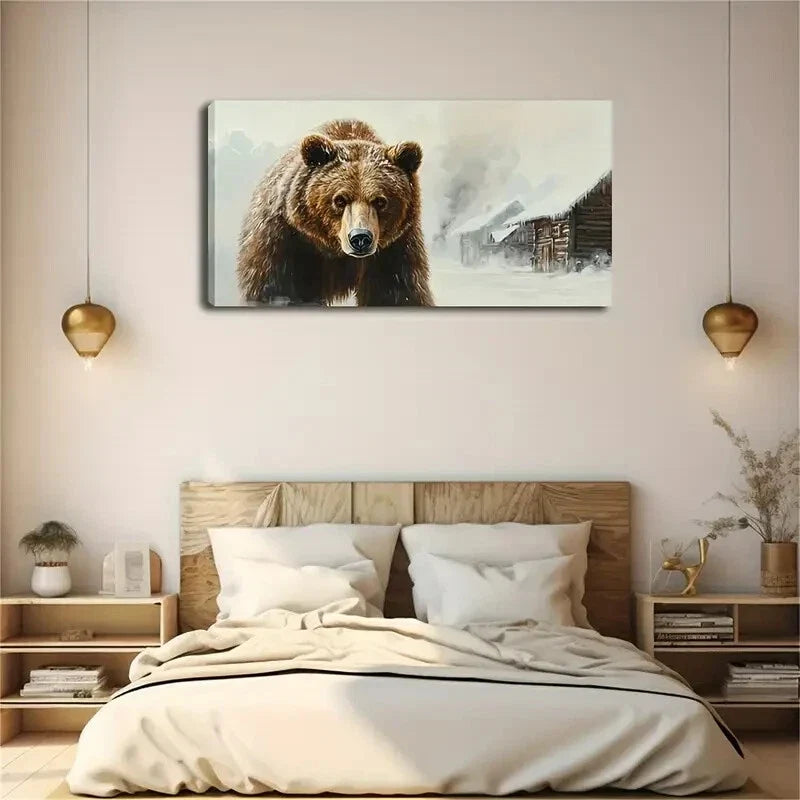 Grizzly Bear Wildlife Serene Wall Art Canvas Office Home Room Framed 120x60cm