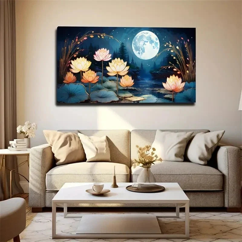 Serene Night Scene Wall Art Canvas Office Home Room Framed 120x60cm