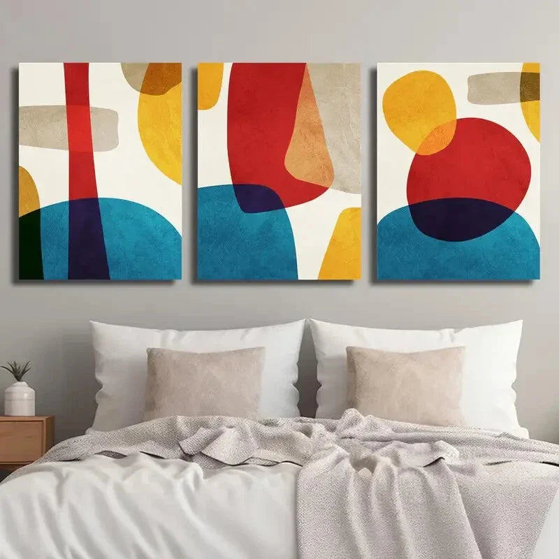 3pcs Abstract Colorful Creative Geometric Wall Art Set Canvas Framed 40x60cm - High Quality Print 100% Australian Made Wall Canvas Ready to Hang