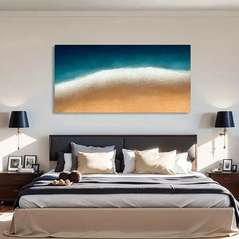 Seaside Ocean Modern Rustic Wall Art Canvas Office Home Room Framed 80x45cm