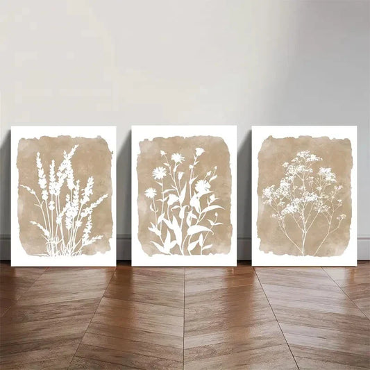 3pcs Rustic Floral , Botanical Wall Art Set Canvas Framed 40x60cm - High Quality Print 100% Australian Made Wall Canvas Ready to Hang