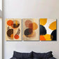 3pcs Vibrant Orange, Brown, and Black  Metal Print Ready to Hang Art