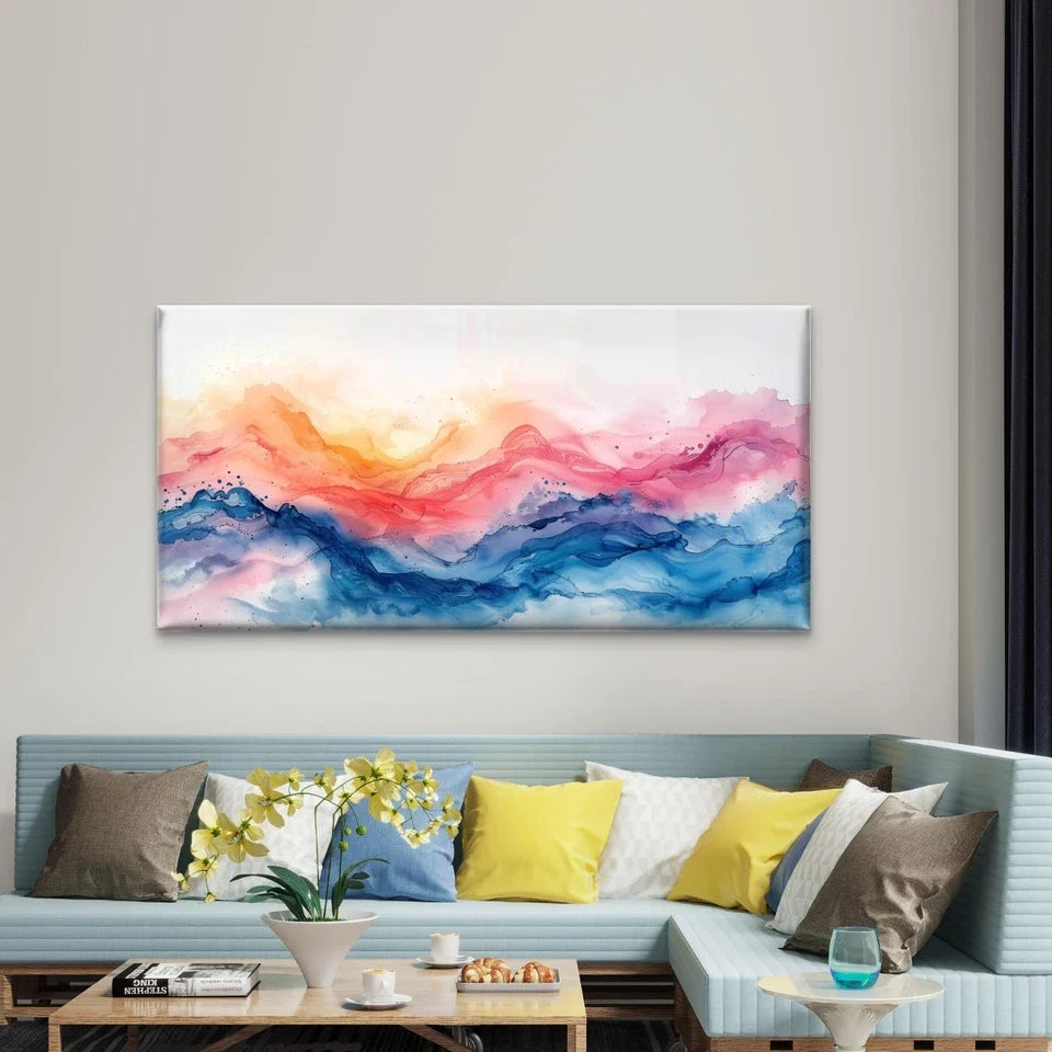 Soft Pastel Watercolor Abstract Wall Art Canvas Office Home Room Framed 120x60cm