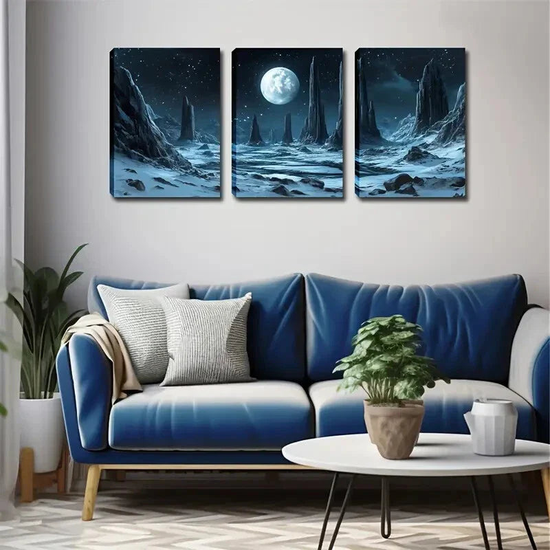 3pcs Realistic Rocky Landscape Wall Art Set Canvas Framed 40x60cm - High Quality Print 100% Australian Made Wall Canvas Ready to Hang
