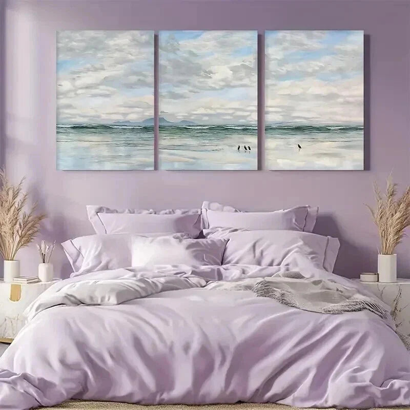 3pcs Serene Vintage Seascape Gallery Wall Art Set Canvas Framed 40x60cm - High Quality Print 100% Australian Made Wall Canvas Ready to Hang