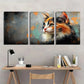 3pcs Calico Cat Oil Painting Modern Abstract Metal Print Ready to Hang Art