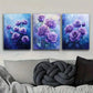 3pcs Purple Rose Night Purple Floral Perfect Wall Art Set Canvas Framed 40x60cm - High Quality Print 100% Australian Made Wall Canvas Ready to Hang