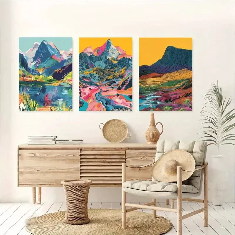 3pcs Elegant Cader Idris Yr Wyddfa Pen y Fan Wall Art Set Canvas Framed 40x60cm - High Quality Print 100% Australian Made Wall Canvas Ready to Hang