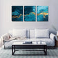 3pcs Dreamy Blue Ocean with Golden Accents Wall Art Set Canvas Framed 40x60cm - High Quality Print 100% Australian Made Wall Canvas Ready to Hang