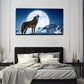 Moonlit Snow Wolf Wall Art Canvas Office Home Room Framed 80x45cm