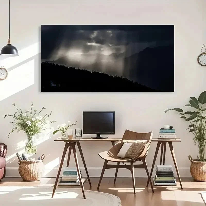 Serene Mountain Landscape Wall Art Canvas Office Home Room Framed 120x60cm