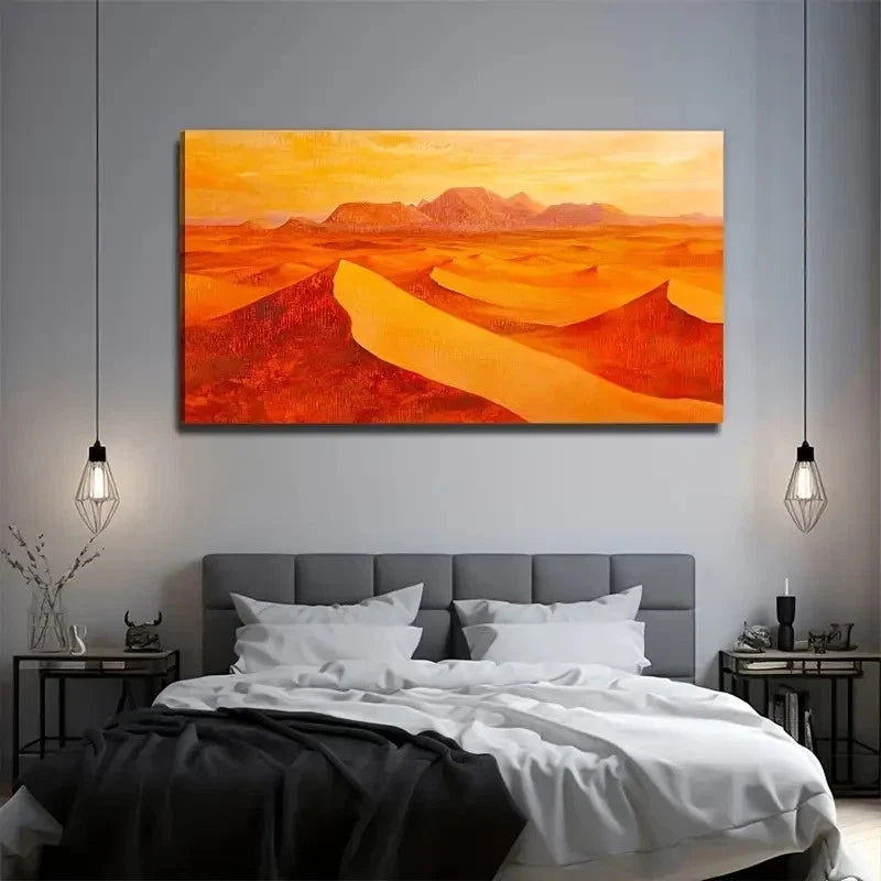 Modern Bohemian Desert Lands Wall Art Canvas Office Home Room Framed 80x45cm