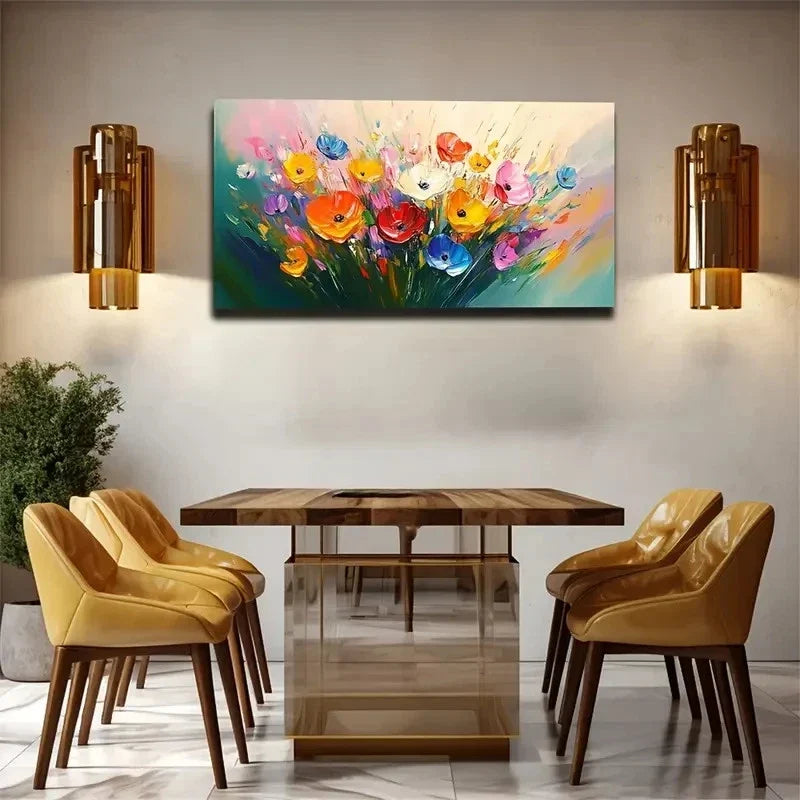 Thick Brushstroke Colorful Wall Art Canvas Office Home Room Framed 120x60cm