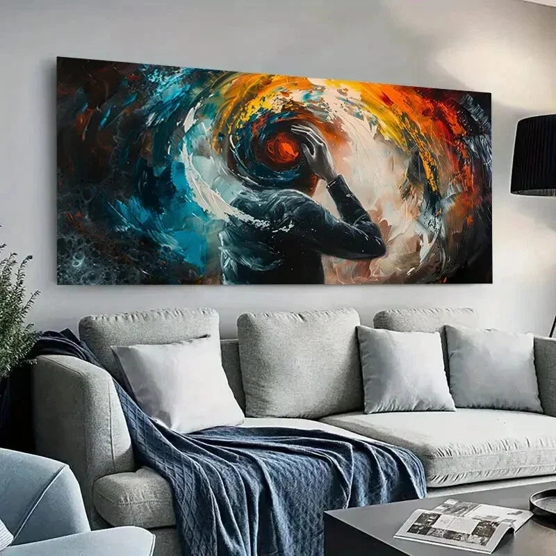 Abstract Modern Colorful Dark Wall Art Canvas Office Home Room Framed 120x60cm