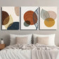 3pcs Colorful Geometric Shape Golden Plant Leaves Metal Print Ready to Hang Art