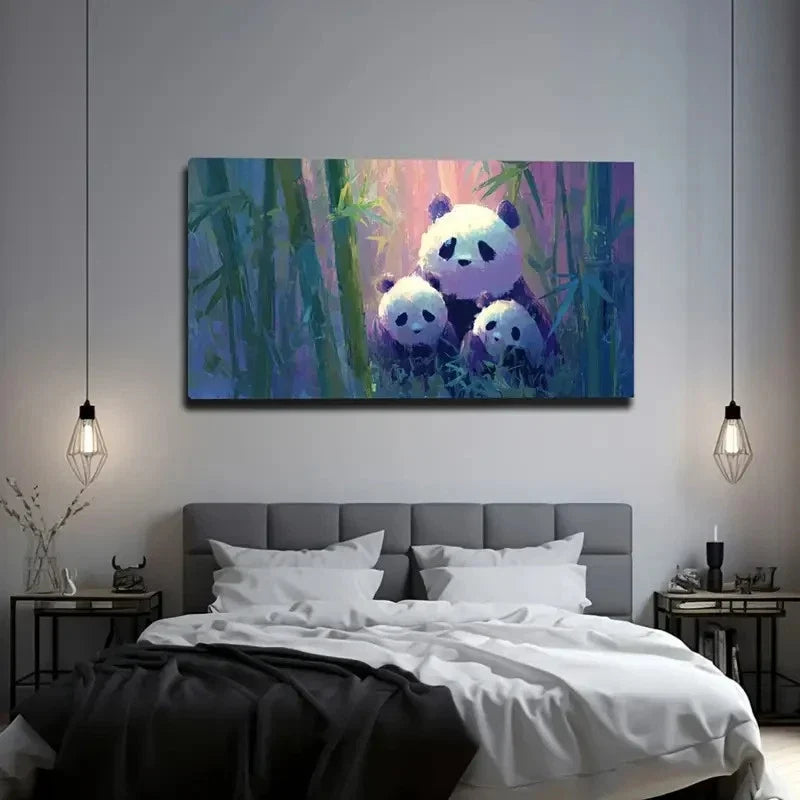 Bamboo Forest With Pandas Wall Art Canvas Office Home Room Framed 80x45cm