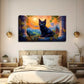 Magical Black Cat Sunset Wall Art Canvas Office Home Room Framed 120x60cm