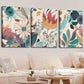 3pcs Vibrant Abstract Floral  Wall Art Set Canvas Framed 40x60cm - High Quality Print 100% Australian Made Wall Canvas Ready to Hang