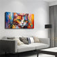 Vibrant Abstract Cat Relaxation Wall Art Canvas Office Home Room Framed 120x60cm