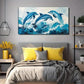 Three Jumping Dolphins Suitable Wall Art Canvas Office Home Room Framed 80x45cm