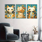 3pcs Aesthetic Cat and Flower Luxury Metal Print Ready to Hang Art