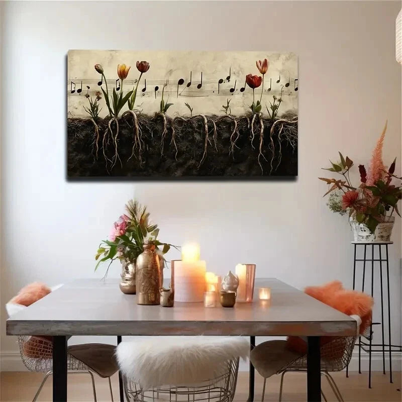 Flowers Rooted Soil Botanical Wall Art Canvas Office Home Room Framed 120x60cm