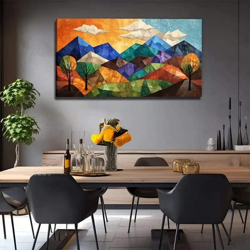 Modern Bohemian Decor Vibrant Wall Art Canvas Office Home Room Framed 120x60cm