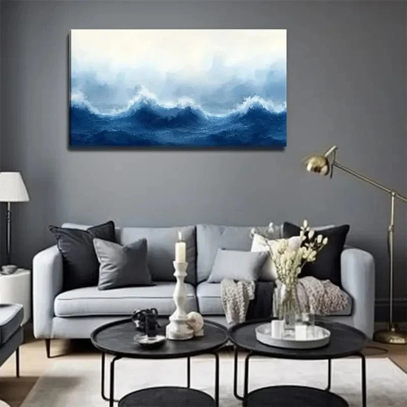 Ocean Waves Nature Wall Art Canvas Office Home Room Framed 120x60cm