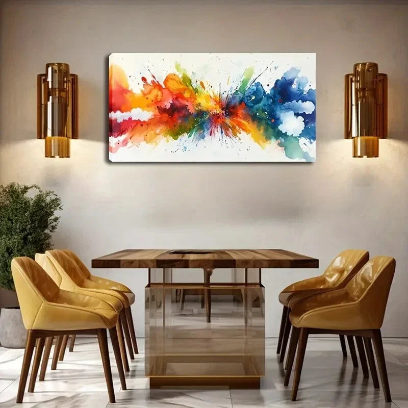 Vibrant Colorful Explosion Wall Art Canvas Office Home Room Framed 120x60cm
