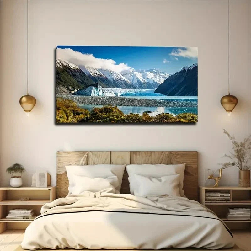 New Zealand'S Glacier Wall Art Canvas Office Home Room Framed 80x45cm