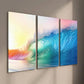 3pcs Colorful Ocean Wave Beach Scenery Painting Wall Art Set Canvas Framed 40x60cm - High Quality Print 100% Australian Made Wall Canvas Ready to Hang